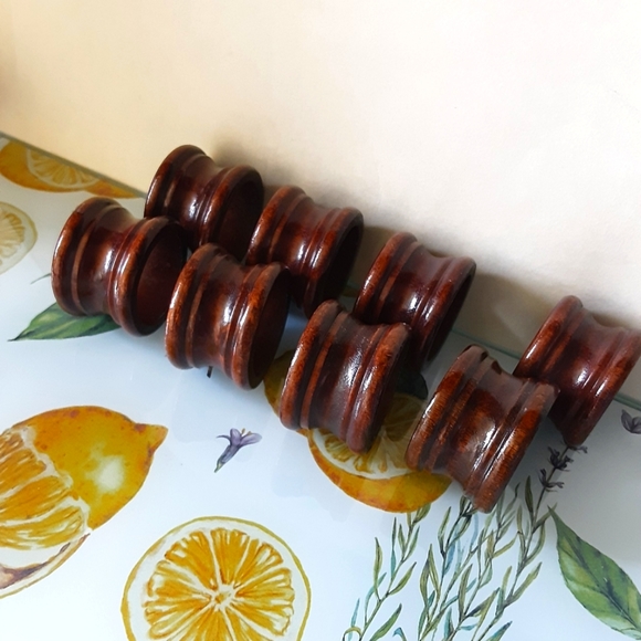 8 Vintage Wood Napkin Rings Casual Picnic Rustic Cottage Cabin Decor - Picture 6 of 9